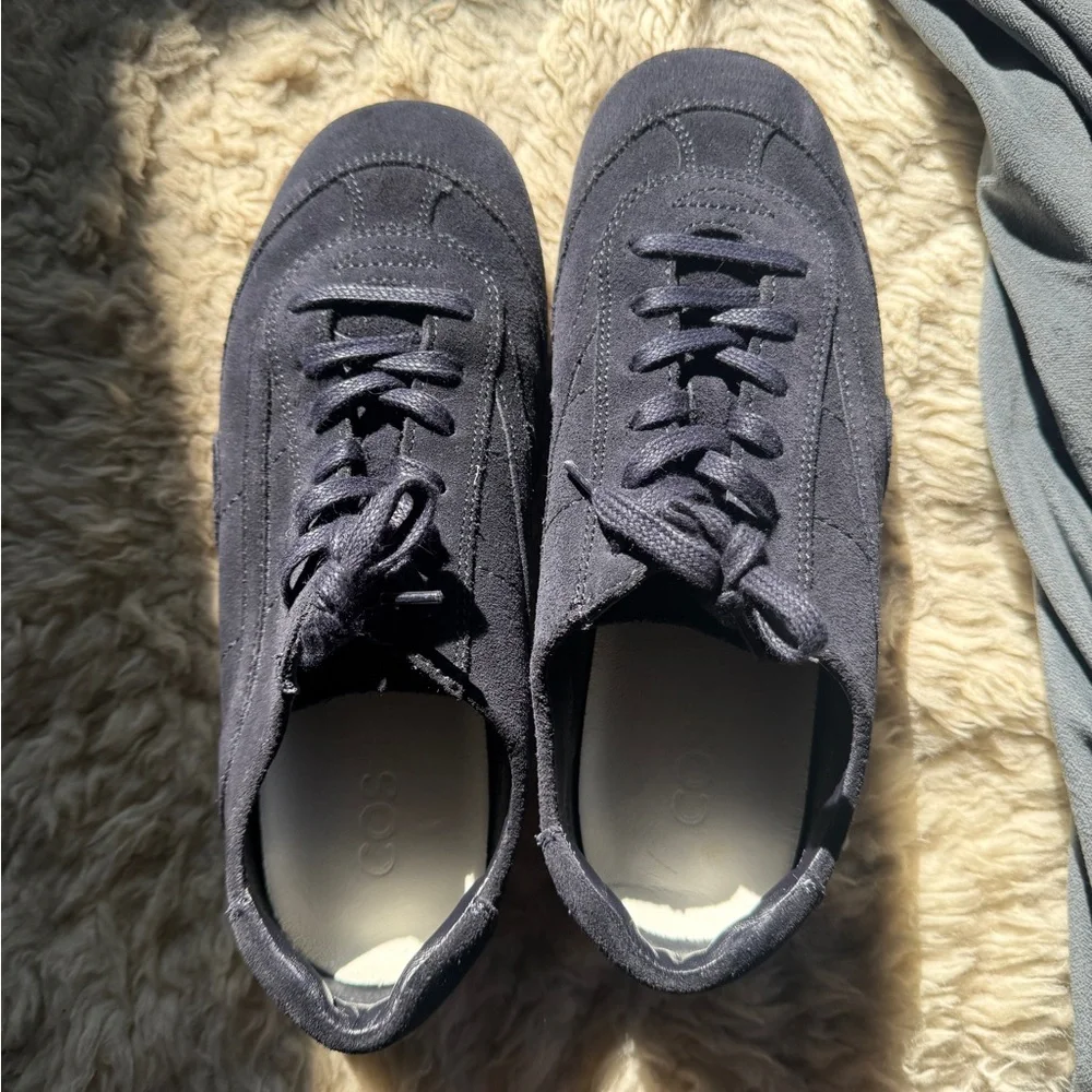 COS Navy Suede Minimal Athletic Sneakers